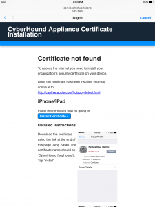 CyberHound Appliance Certificate Installation 1